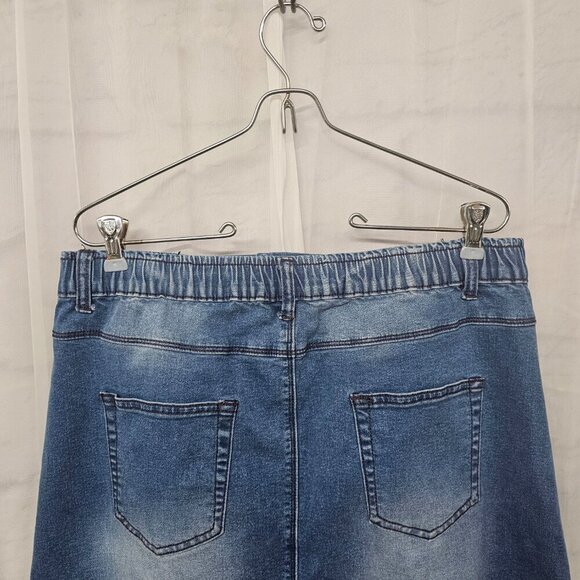 Blue Denim A-Line Midi Skirt Boho Faded Classic L - Picture 8 of 13
